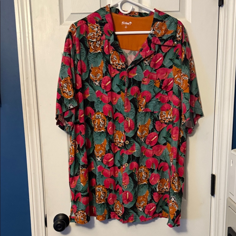 Men's Tropical Tiger Print Shirt - Multicolor
